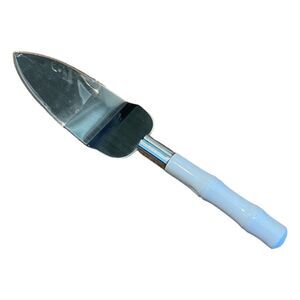 Vintage Frontier Forge Cake Server Stainless Silver White‎ Bamboo Handles MCM